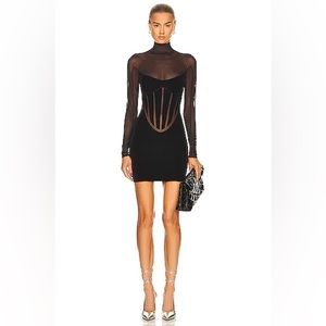 Wolford x Mugler Flock Shaping Dress in Black